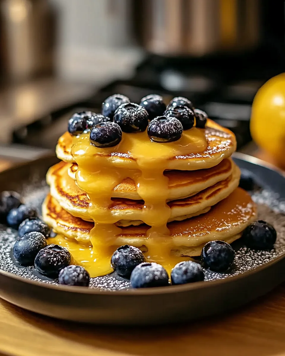 Blueberry Ricotta Pancakes with Lemon Curd