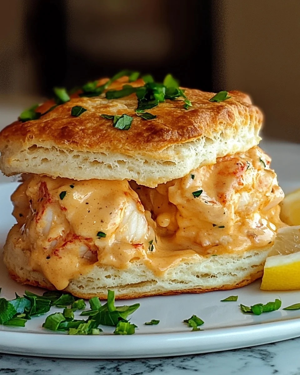 Cheddar Cheese Biscuit Lobster Sandwich