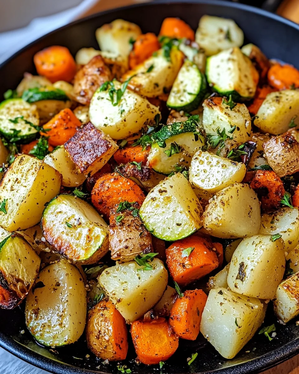 Garlic Herb Roasted Potatoes Carrots and Zucchini