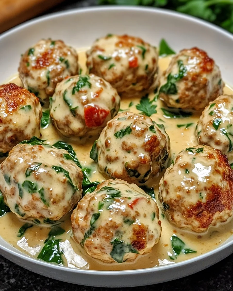Creamy Spinach Turkey Meatballs
