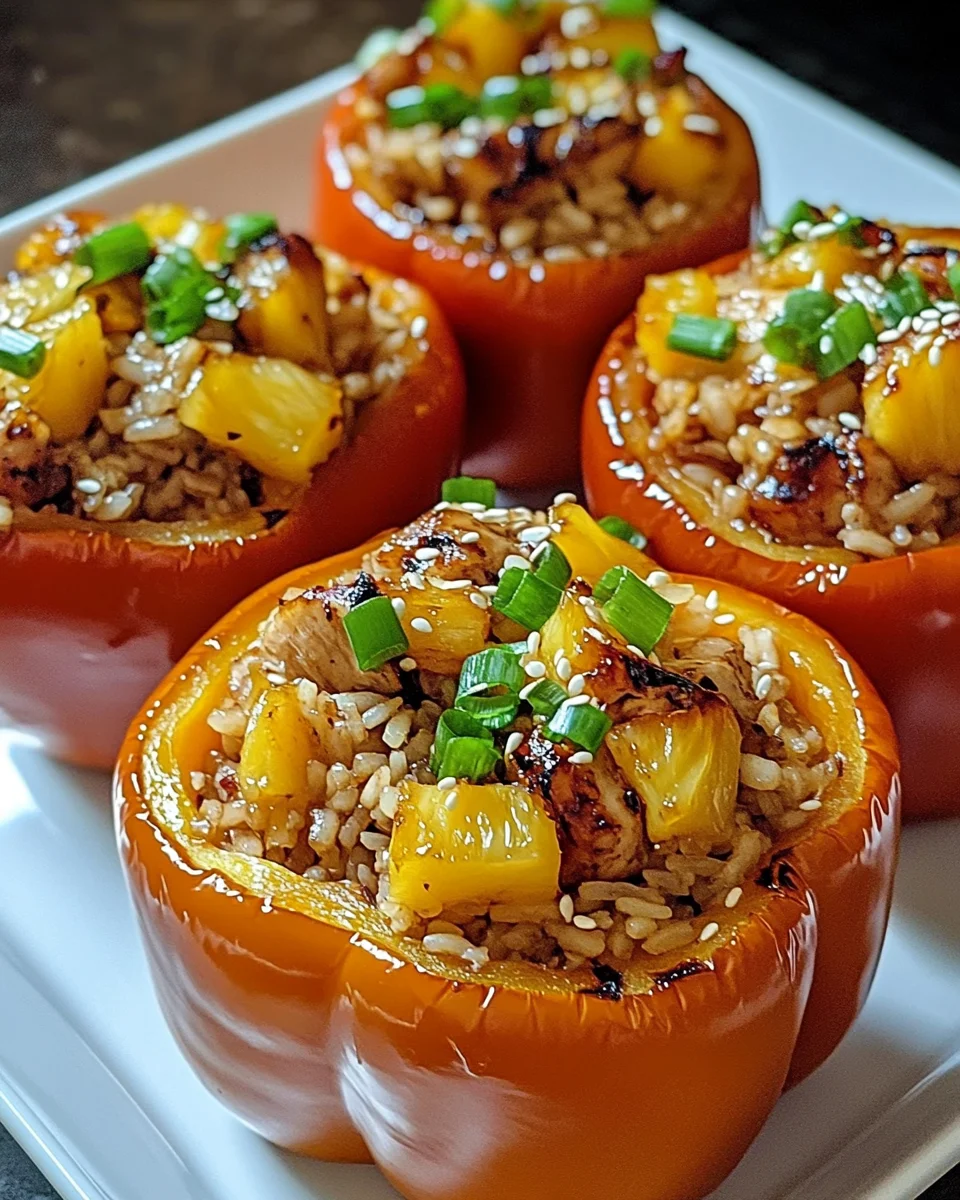 Teriyaki Pineapple Chicken & Rice Stuffed Peppers