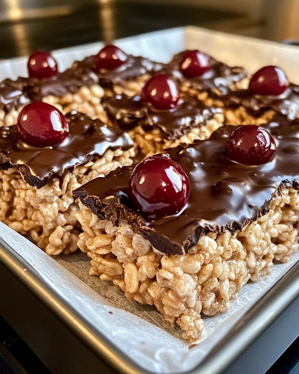 Chocolate Covered Cherry Rice Krispies Treats