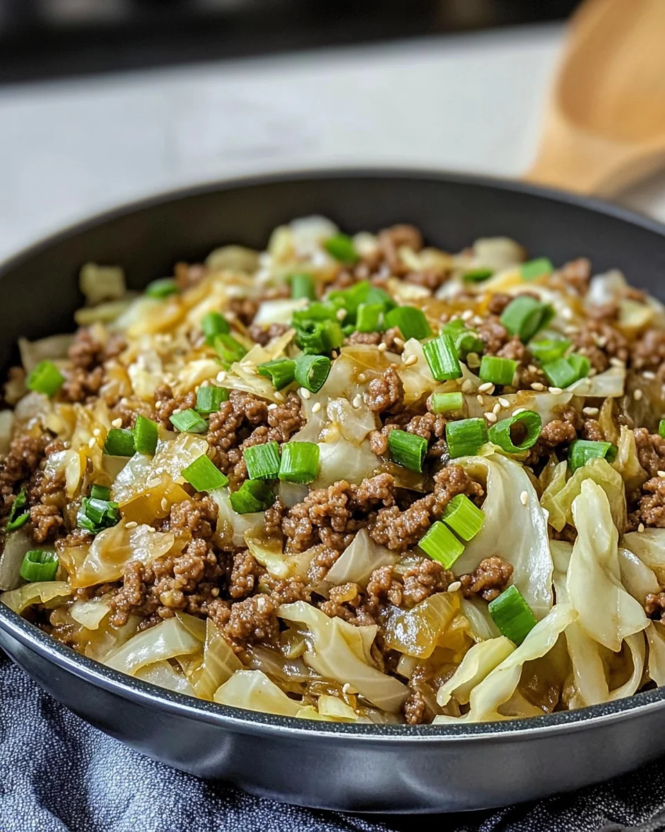 Low-Carb Mongolian Ground Beef and Cabbage