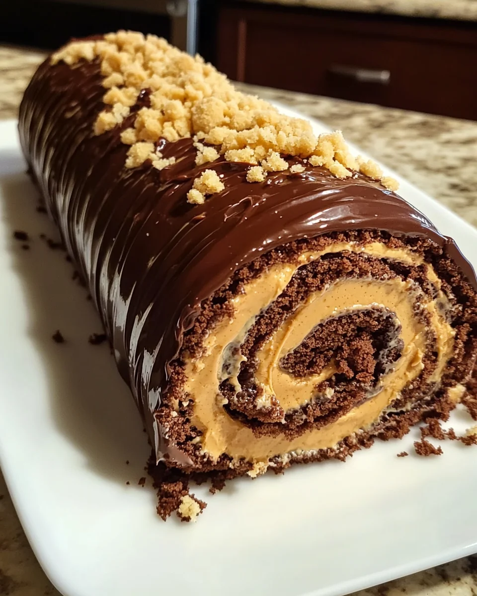 Chocolate Peanut Butter Cake Roulade