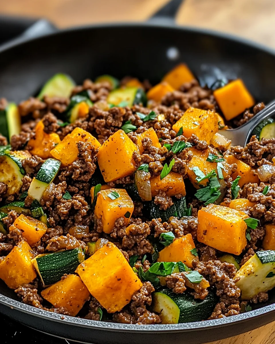 Ground Beef Zucchini Sweet Potato Skillet