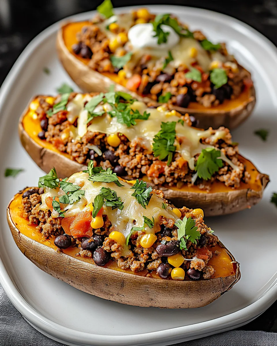 Ground Turkey Stuffed Sweet Potatoes