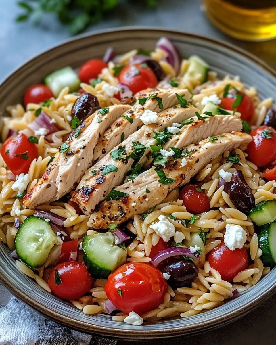 Greek Chicken Orzo Salad