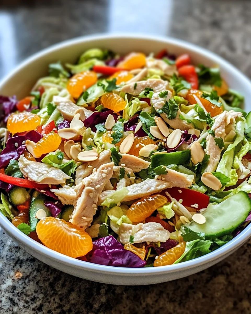 Chicken Coleslaw Salad with Ginger Sesame Dressing