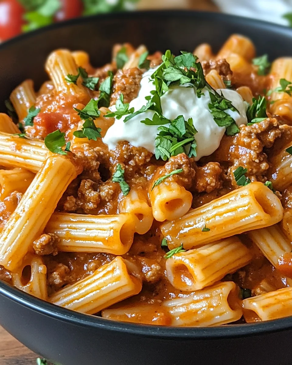 Beef Enchilada Pasta One-Pan Meal
