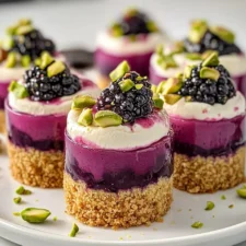 Pistachio & Blackberry Cheesecake Towers