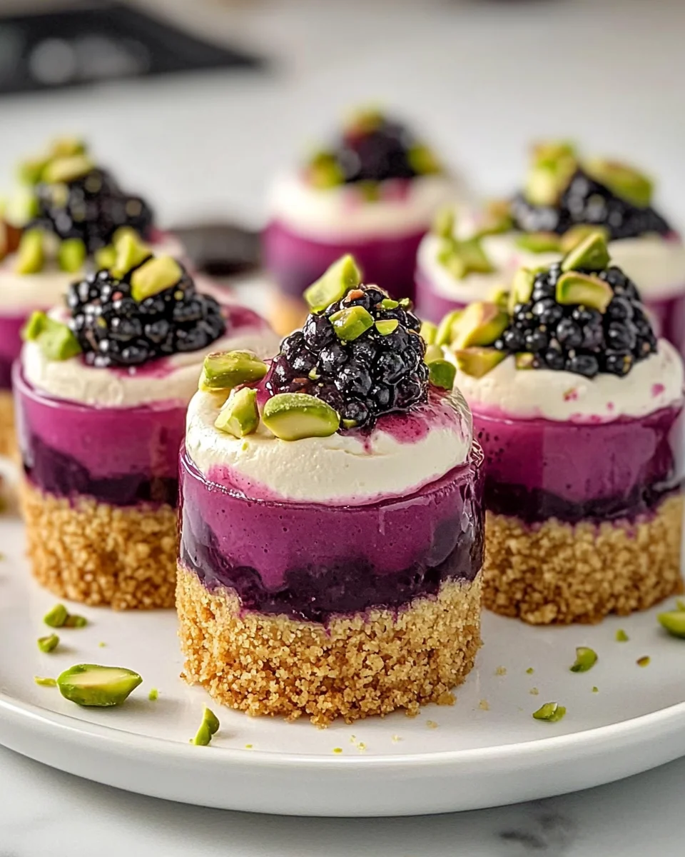 Pistachio & Blackberry Cheesecake Towers