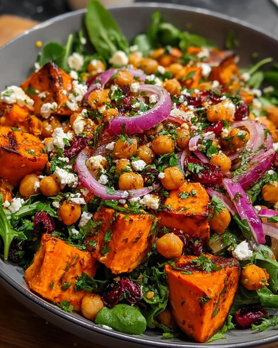 Sweet Potato and Chickpea Salad with Feta and Herbs