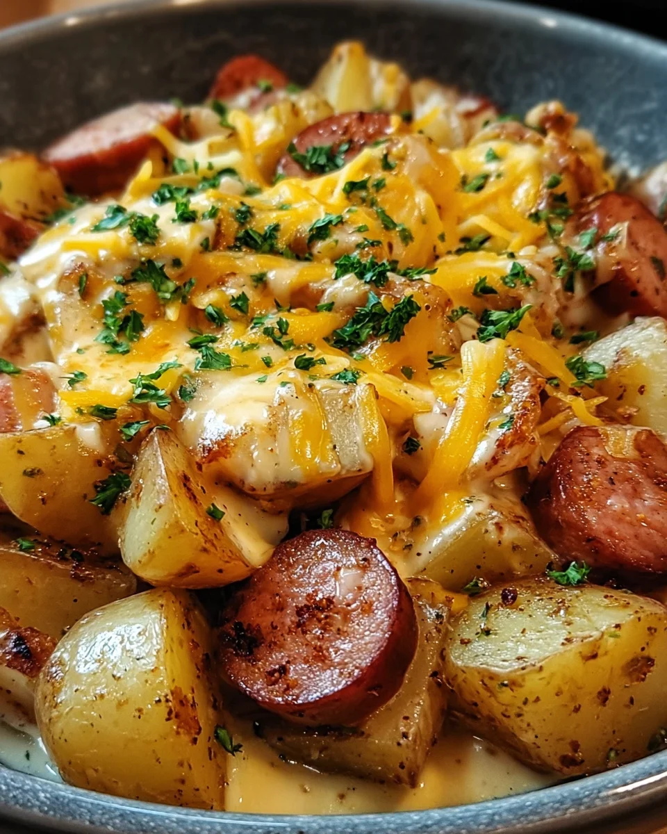 Cheesy Ranch Potatoes and Smoked Sausage