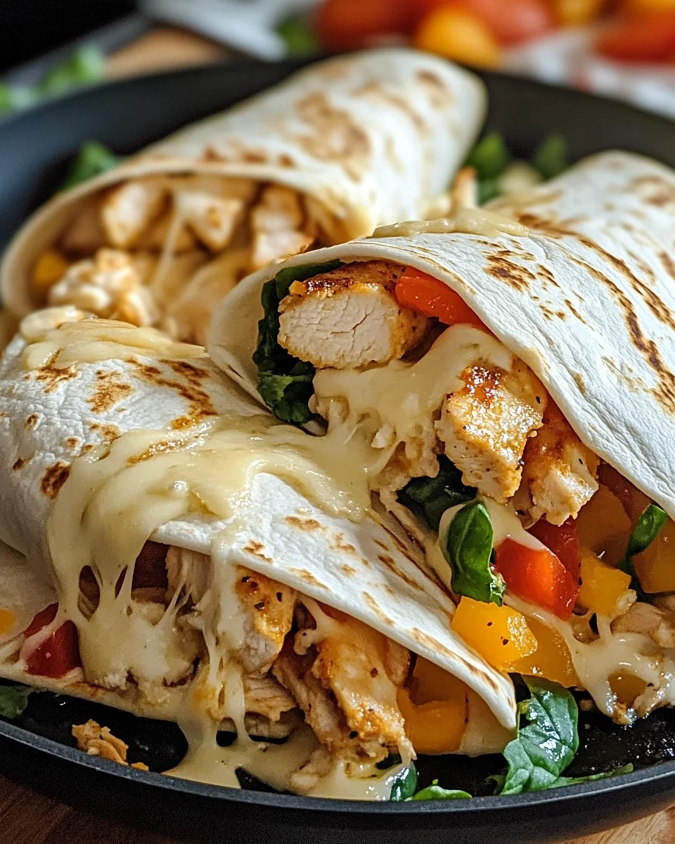 Cheesy Garlic Chicken Wraps