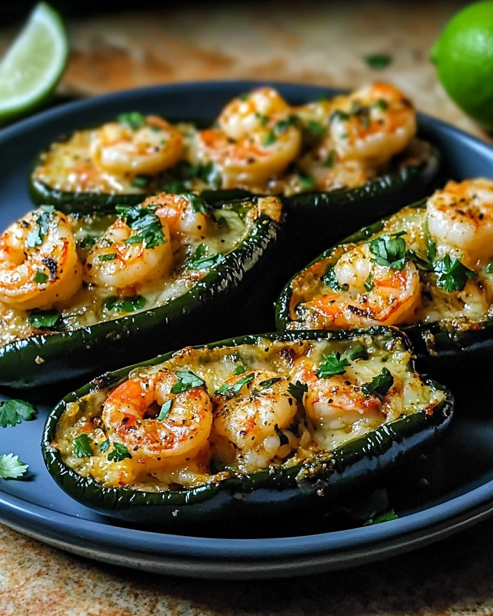 Keto Cilantro Lime Shrimp Stuffed Poblano