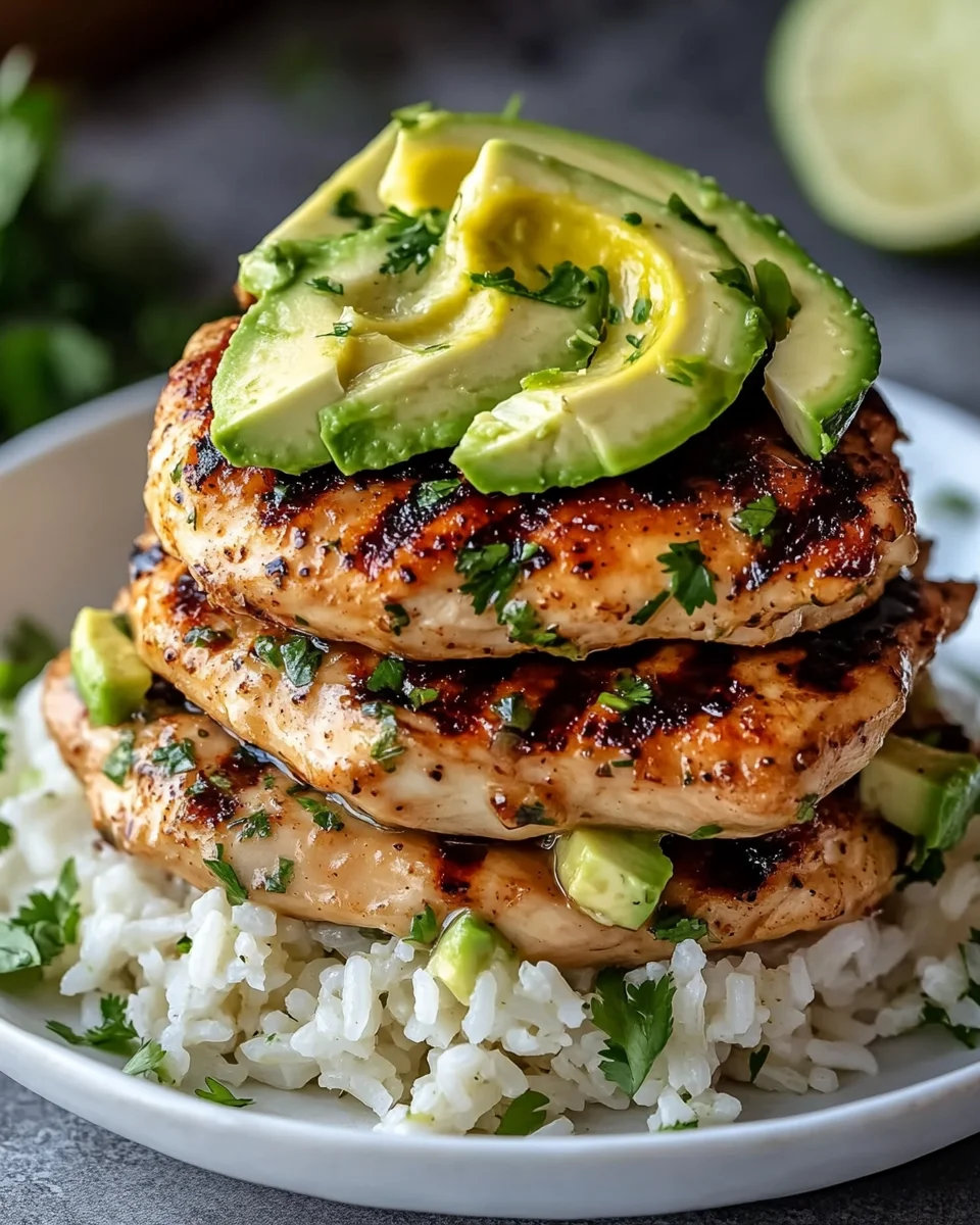 Honey Lime Chicken and Avocado Rice Stack