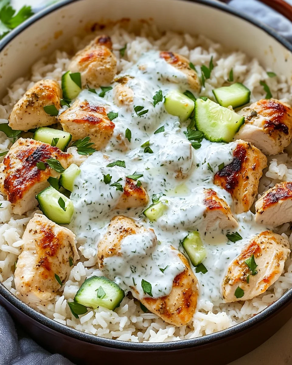 Dump-and-Bake Chicken Tzatziki with Rice