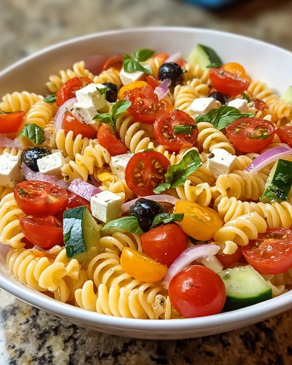 Chilled summer pasta salad