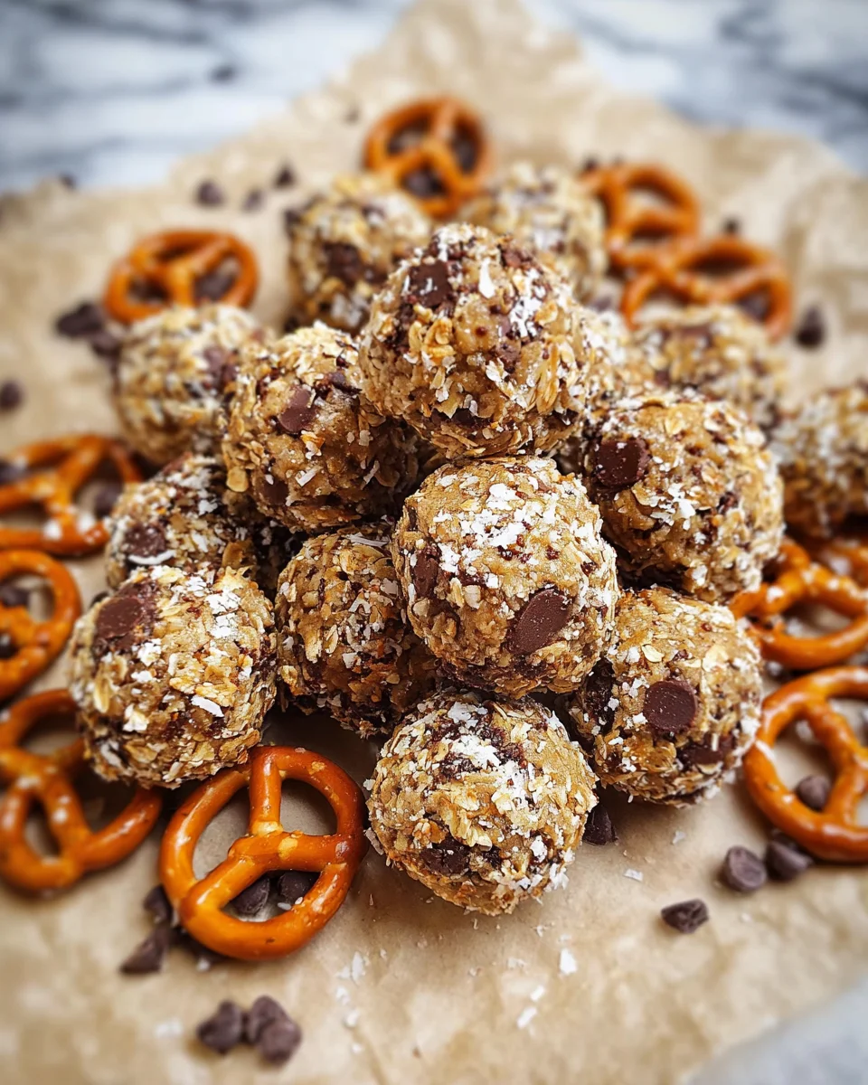 Sweet and salty peanut butter pretzel energy bites