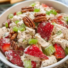 Strawberry Pecan Chicken Salad with poppyseeds