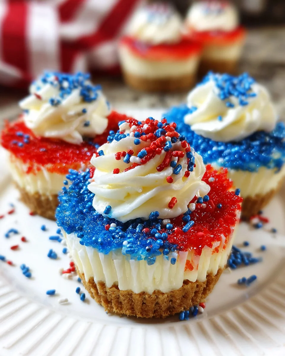 Red, White and Blue Mini Cheesecakes