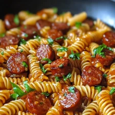One-Skillet Spicy Honey BBQ Sausage & Pasta