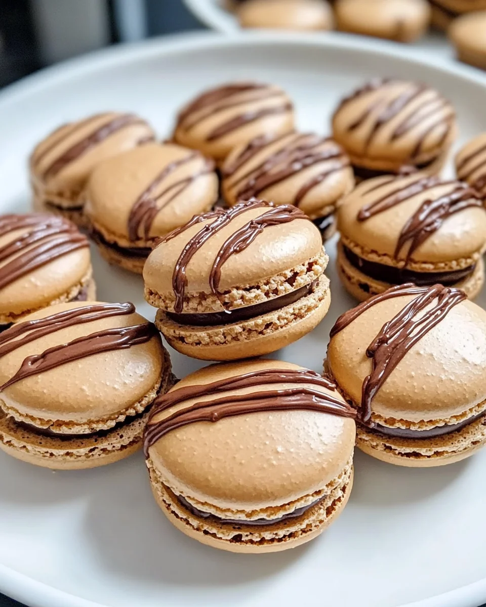 Nutella Drizzle Macarons