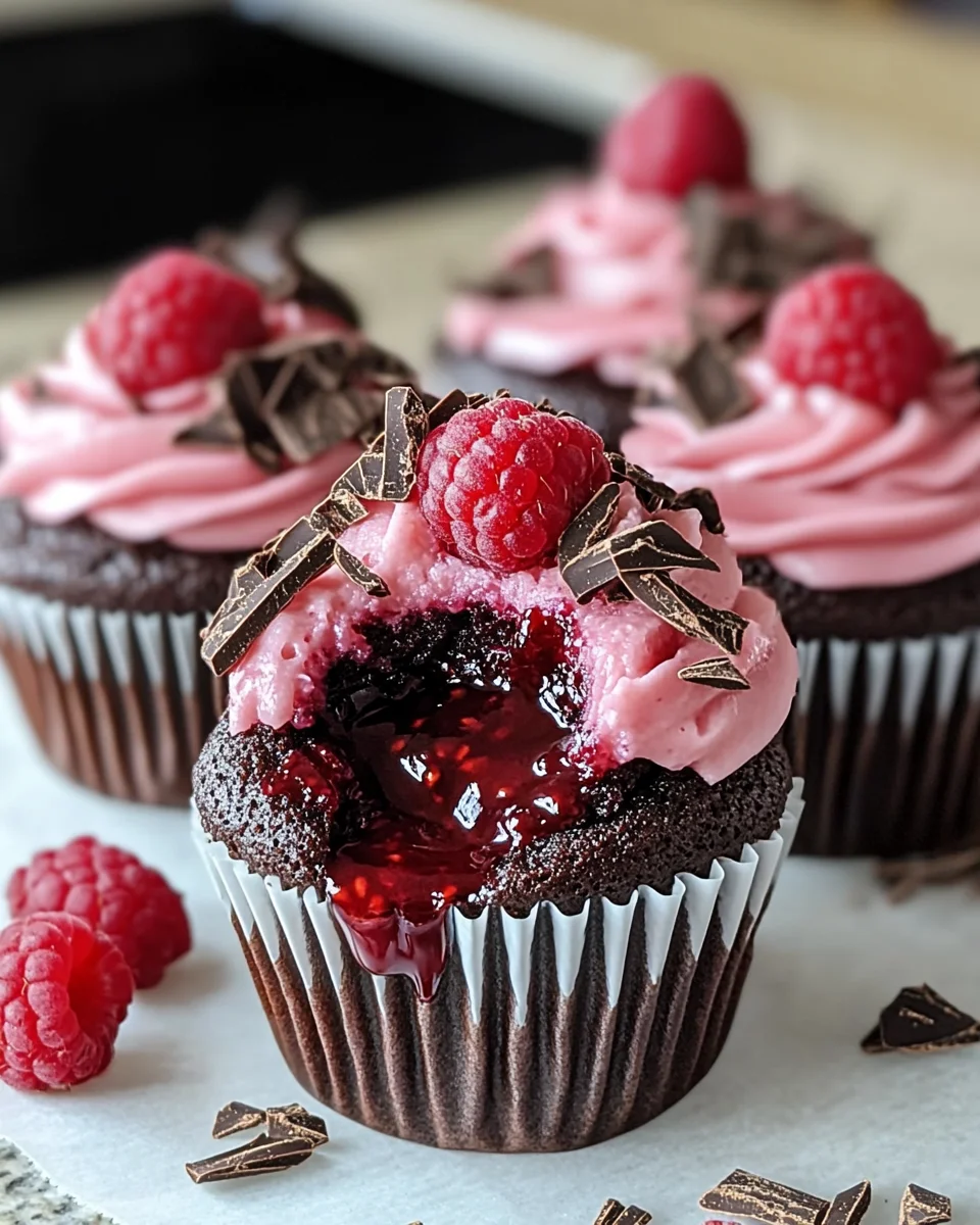 Raspberry Chocolate Lava Cupcakes