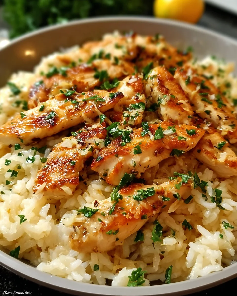 Chicken Scampi With Garlic Parmesan Rice