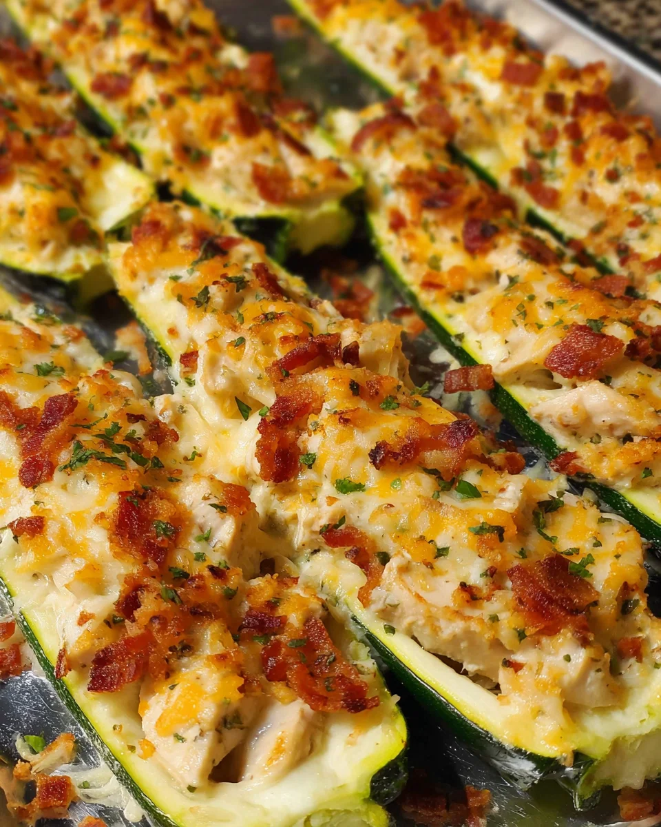 Chicken Bacon Ranch Zucchini Boats