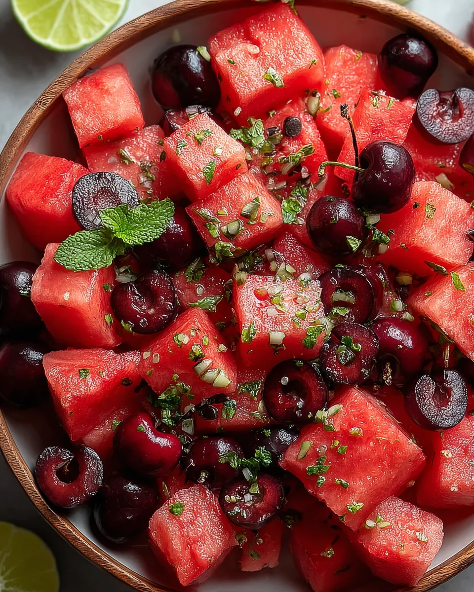 Watermelon Fruit Salad with Cherries