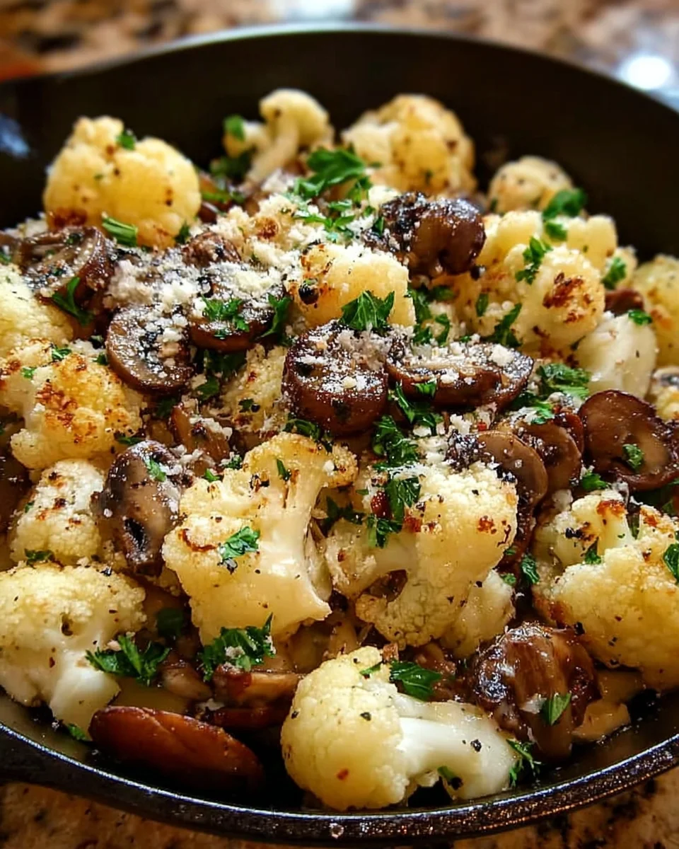 Garlic Cauliflower Mushroom Skillet