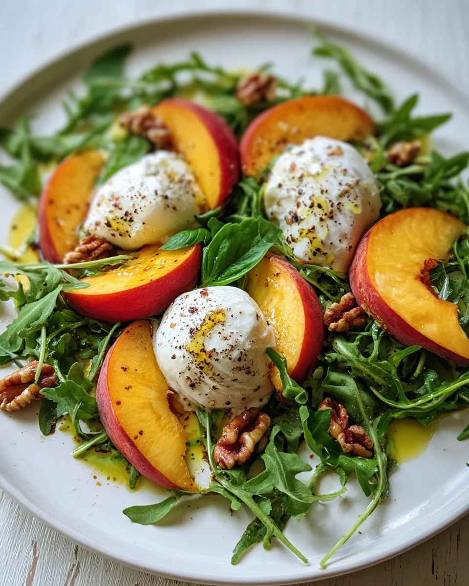 Peach Burrata Arugula Salad