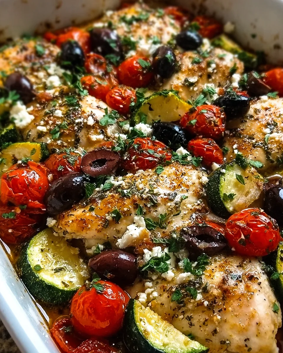 Mediterranean Chicken Zucchini Bake