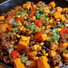 Southwest Ground Beef Sweet Potato Skillet