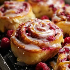 Raspberry Cinnamon Rolls with Lemon Glaze