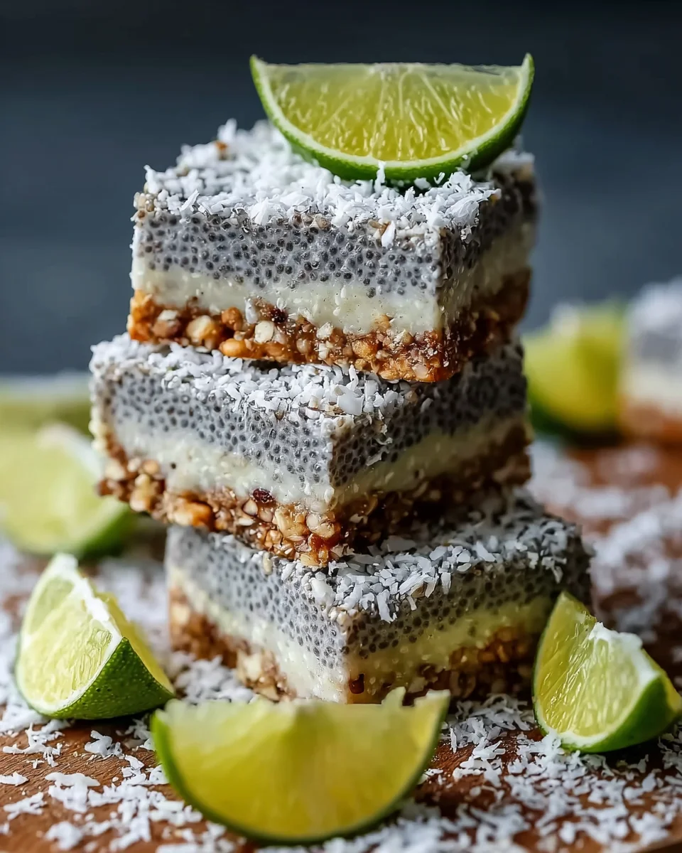 No-Bake Chia Pudding Bars with Zesty Coconut Lime Flavor