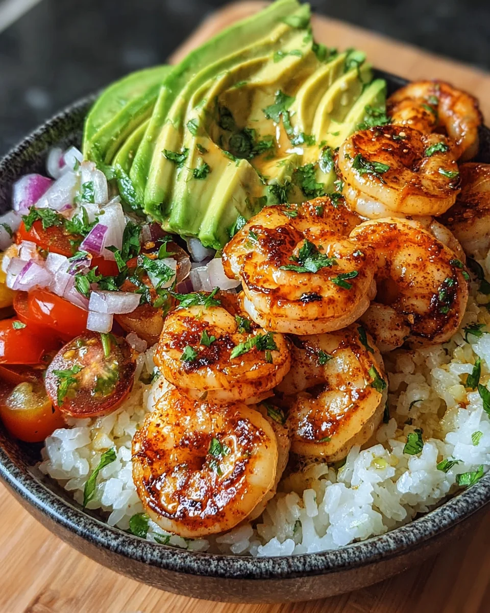 Spicy Shrimp and Avocado Rice Bowl