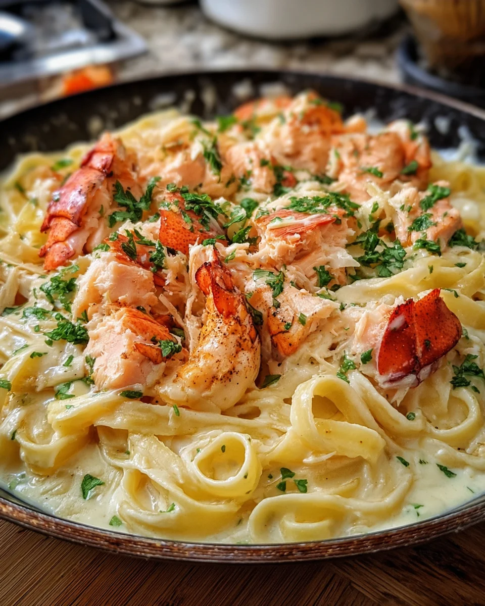 Cajun Lobster, Crab, and Salmon Alfredo