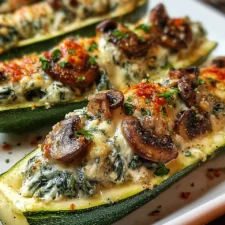 Spinach, Mushroom, and Ricotta Stuffed Zucchini