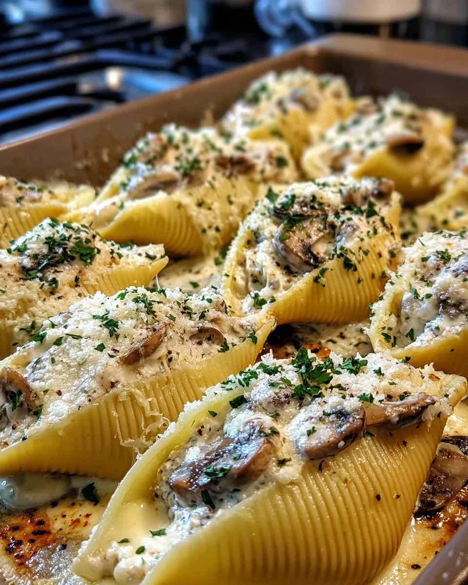Creamy Garlic Mushroom Stuffed Shells
