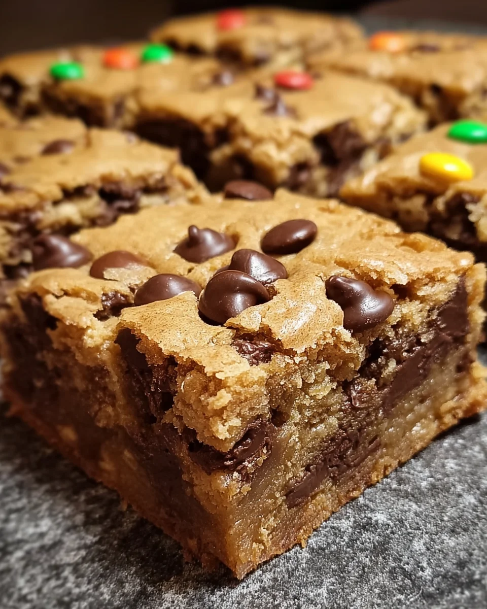 Reese’s Pieces Chocolate Chip Cookie Bars