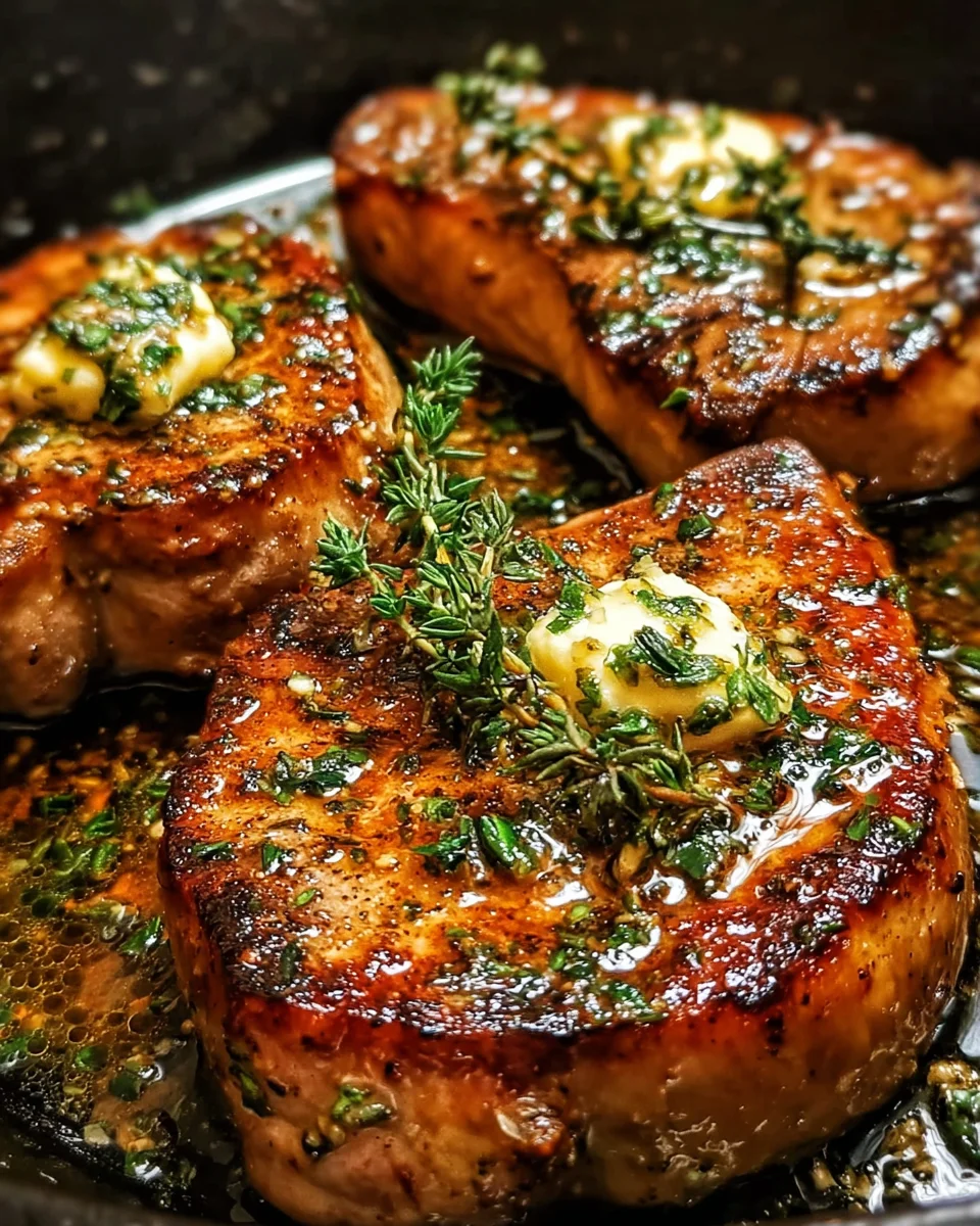 Garlic Butter Pan Seared Pork Chops