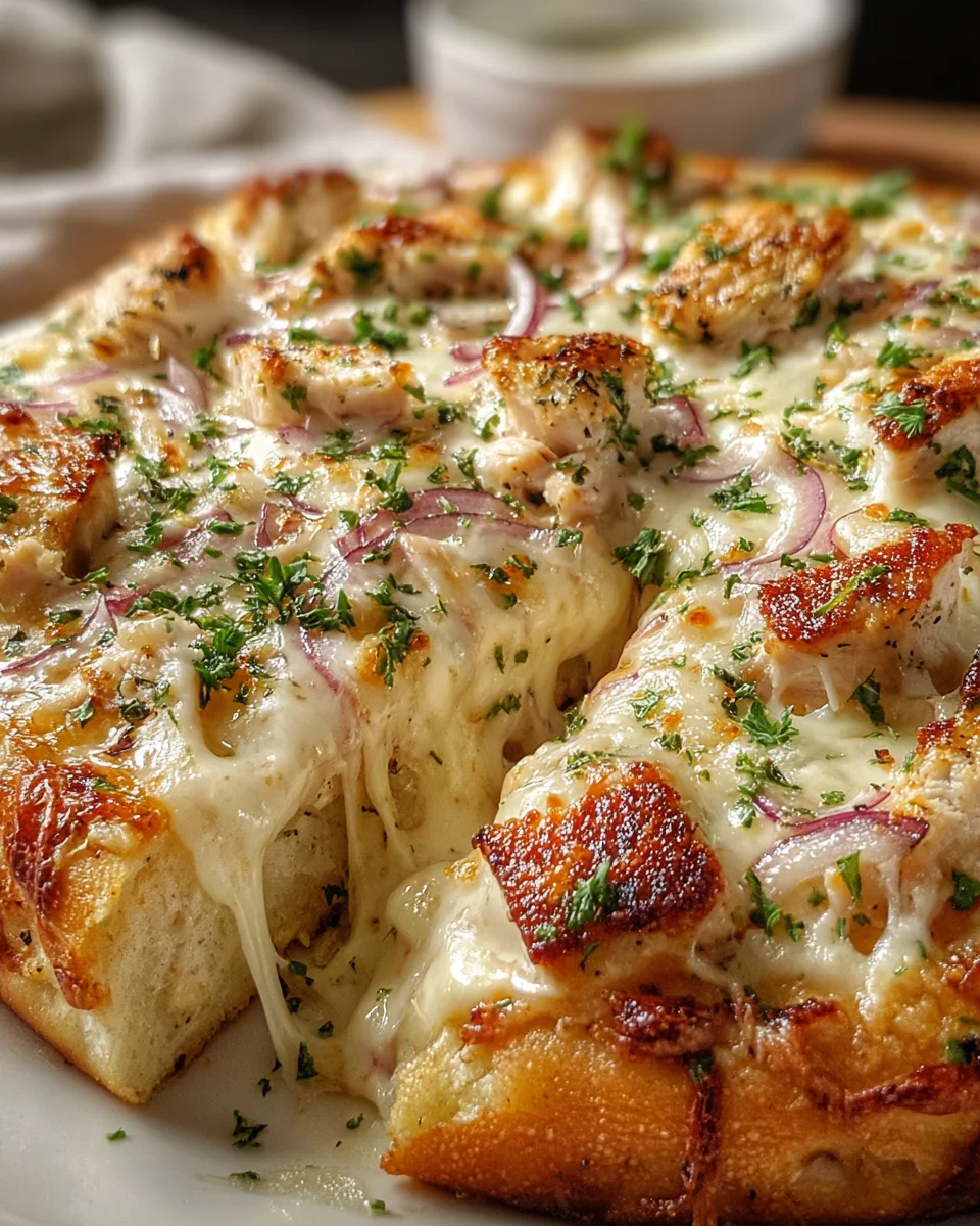 Garlic Alfredo Chicken Pizza