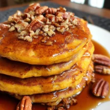 Pumpkin Pancakes with Cinnamon Pecan Syrup