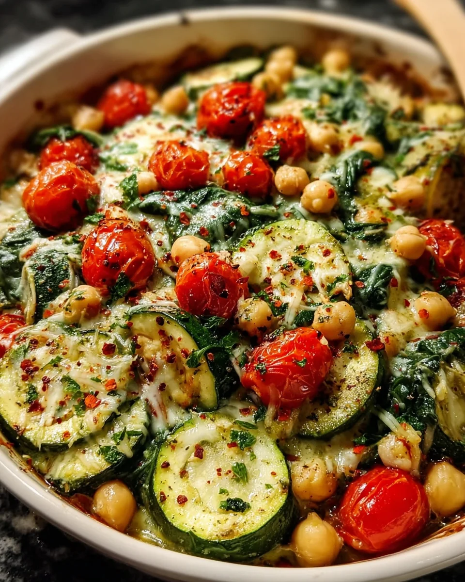 Spinach Zucchini Chickpea Bake