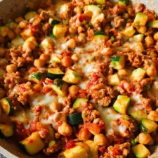 Ground Turkey Zucchini Chickpea Skillet
