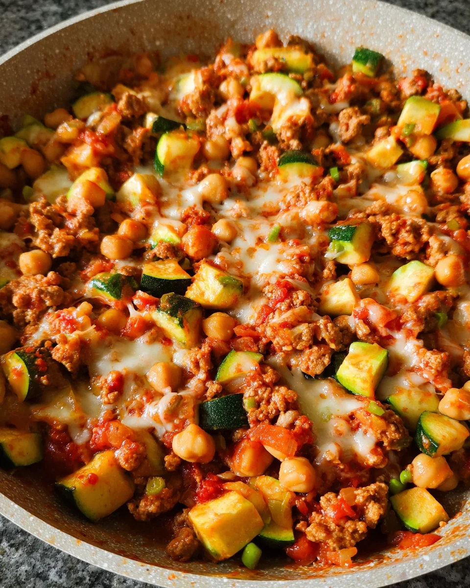 Ground Turkey Zucchini Chickpea Skillet