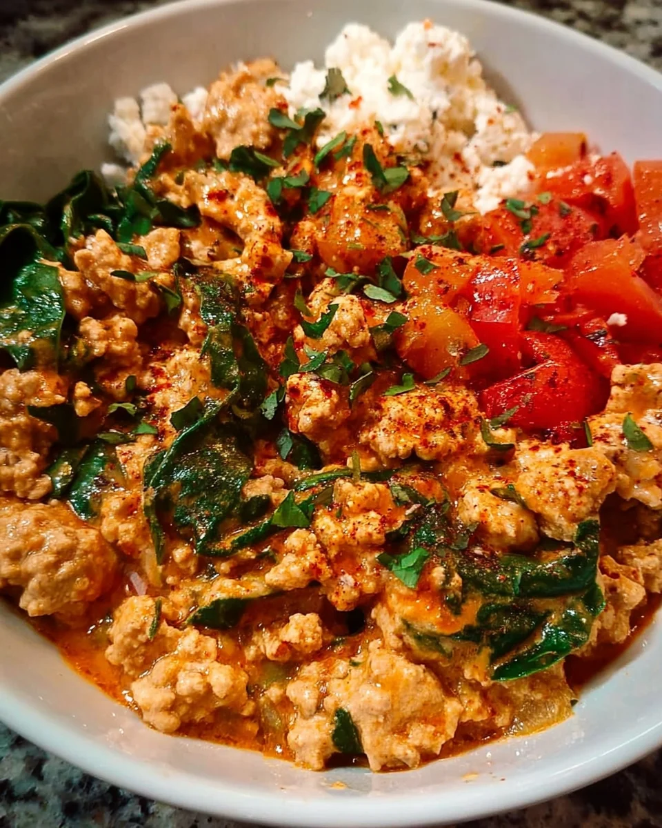 Creamy Ground Turkey & Spinach Protein Bowl