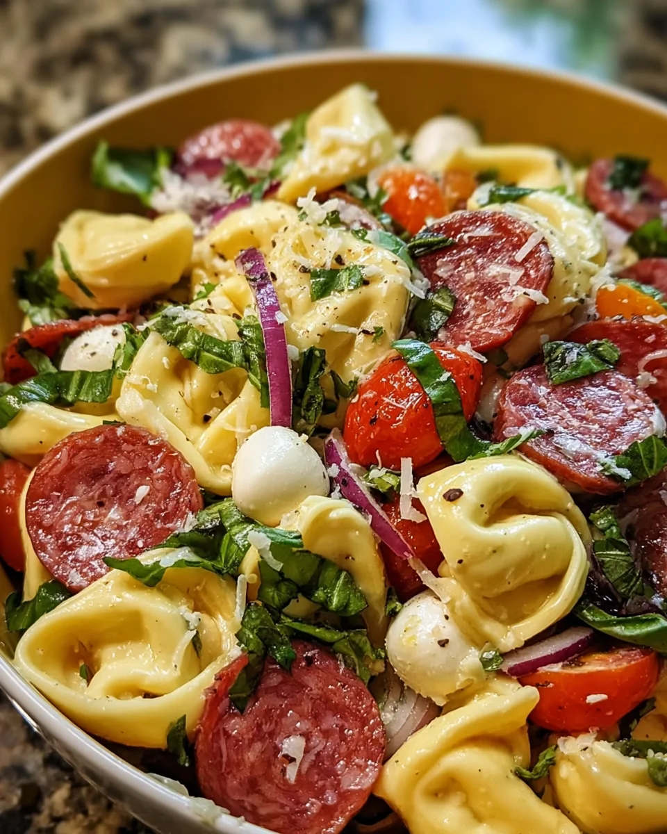 Salami Mozzarella Tortellini Pasta Salad